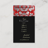Carte De Visite Faux argent baroque damassé rouge/noir (Dos)