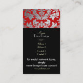 Carte De Visite Faux argent baroque damassé rouge / noir (Dos)