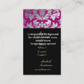 Carte De Visite Faux argent baroque damassé violet/noir (Dos)