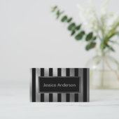 Carte De Visite Faux argent et rayures multidirectionnelles noir (Debout devant)