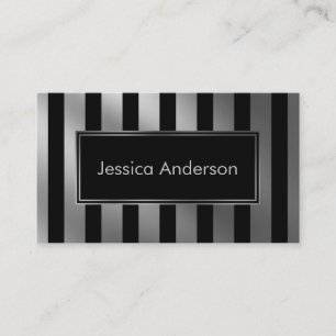 Carte De Visite Faux argent et rayures multidirectionnelles noir