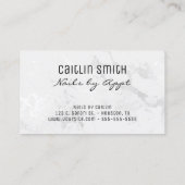 Carte De Visite Faux Argent Marbre Blanc Foil Bleu Brush Strot (Dos)