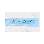 Carte De Visite Faux Argent Marbre Blanc Foil Bleu Brush Strot