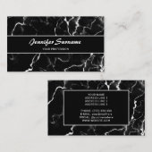 Carte De Visite Faux Black Marble Texture Look Avec Texte Personna (Devant / Derrière)
