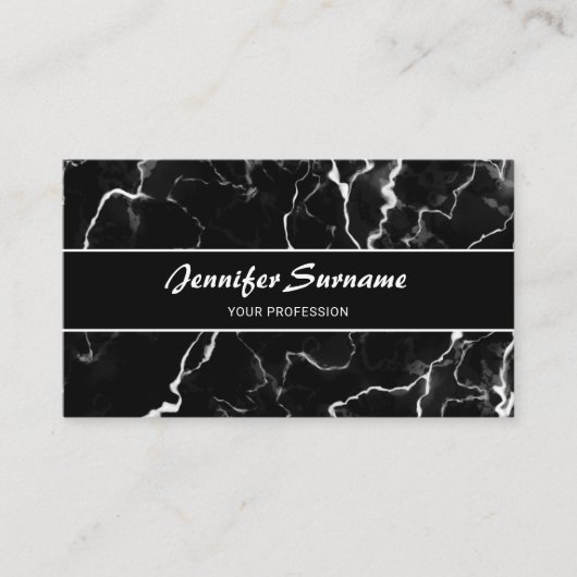 Carte De Visite Faux Black Marble Texture Look Avec Texte Personna (Devant)