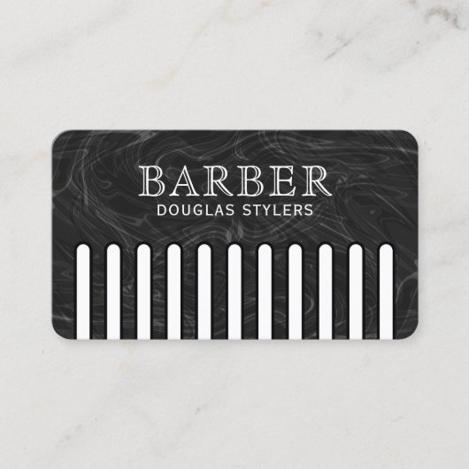Carte De Visite Faux black pattern comb barber (Devant)