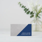 Carte De Visite Faux bleu nuit moderne brossé argent géométrique (Debout devant)