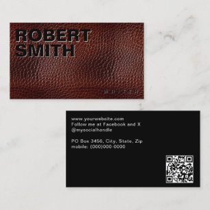 Carte De Visite Faux Brown Cuir Alligator Peau