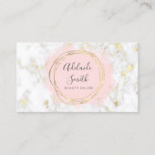 Carte De Visite FAUX cercle de papier rose aquarelle sur marbre (Devant)