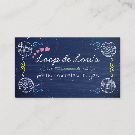Carte De Visite Faux Chalkboard crochet boule de fils de fabricati (Devant)