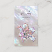 Carte De Visite FAUX Code Qr Holographique Iridescent Lily (Devant)