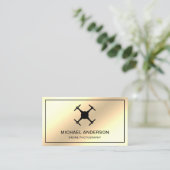 Carte De Visite Faux Cream Gold Foil Photographie de drone moderne (Debout devant)