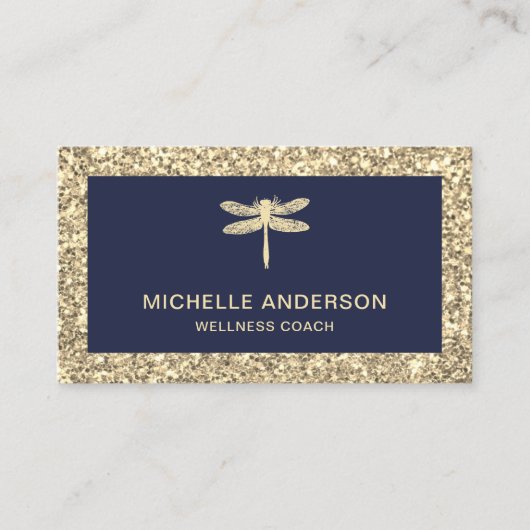 Carte De Visite Faux Cream moderne Parties scintillant d'or libell (Devant)