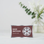 Carte De Visite Faux Cuir Acier Circulaire Saw Handyman Carpenter (Debout devant)