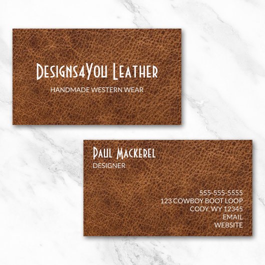 Carte De Visite Faux cuir marron