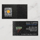 Carte De Visite faux cuir noir accepter bitcoin moderne (Devant / Derrière)
