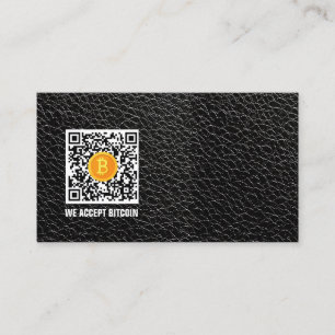 Carte De Visite faux cuir noir accepter bitcoin moderne