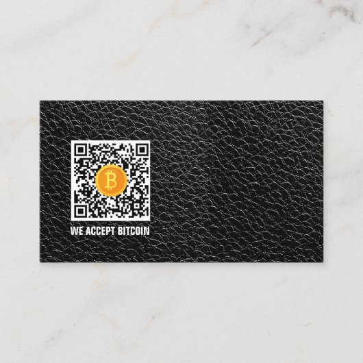 Carte De Visite faux cuir noir accepter bitcoin moderne (Devant)