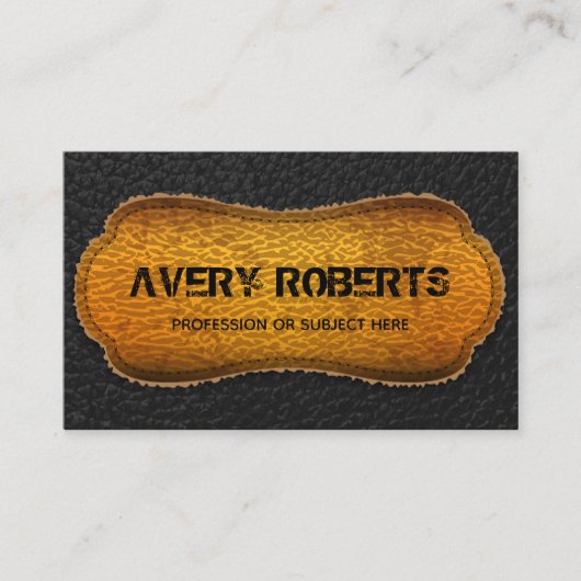 Carte De Visite Faux Cuir noir jaune Elégant géométrique (Devant)