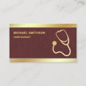 Carte De Visite Faux Cuir Or Stethoscope Médicale Professionnel (Devant)