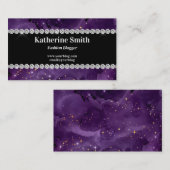 Carte De Visite Faux Diamant Strass Violet Céleste (Devant / Derrière)