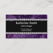 Carte De Visite Faux Diamant Strass Violet Céleste (Devant)