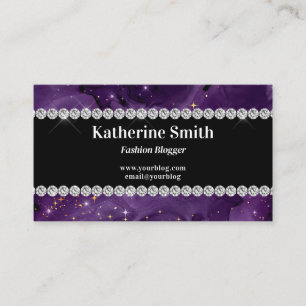 Carte De Visite Faux Diamant Strass Violet Céleste