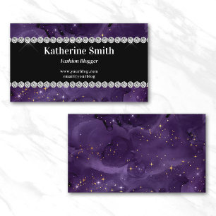 Carte De Visite Faux Diamant Strass Violet Céleste