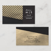 Carte De Visite Faux en cuir d'or et en cuir noir (Devant / Derrière)