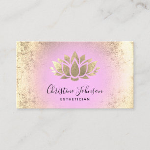 Carte De Visite faux feuille d'or lotus rose arrière - plan