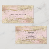 Carte De Visite faux feuille d'or rose agate arrière - plan (Devant / Derrière)