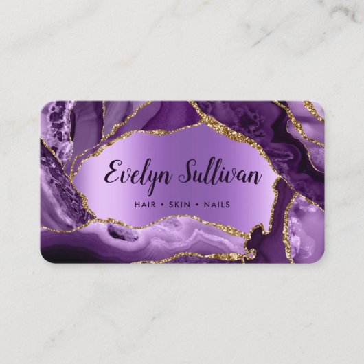 Carte de visite Faux Foil Agate violet (Devant)