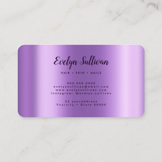 Carte de visite Faux Foil Agate violet (Dos)