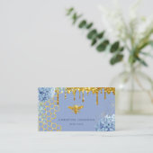 Carte De Visite faux glitter bee and flowers Business Card (Debout devant)