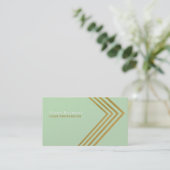 Carte De Visite Faux Gold Angle Grille Moderne Pale Vert (Debout devant)