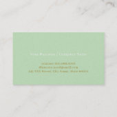 Carte De Visite Faux Gold Angle Grille Moderne Pale Vert (Dos)