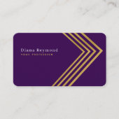 Carte De Visite Faux Gold Angle Stripes Moderne Violet (Devant)