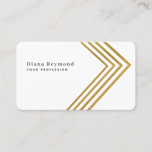 Carte De Visite Faux Gold Angles Grilles Blanches (Devant)