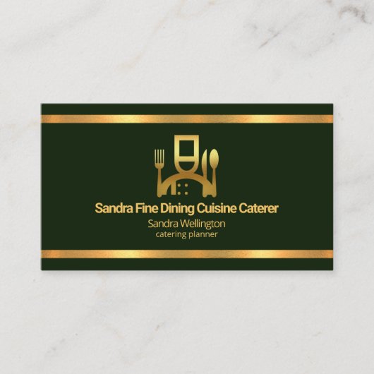 Carte De Visite Faux Gold Borders Emerald Green (Devant)