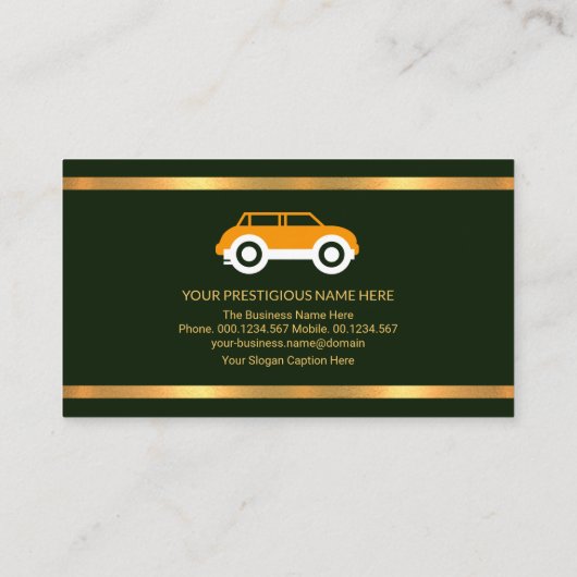Carte De Visite Faux Gold Borders Emerald Green Automobile Garage (Dos)