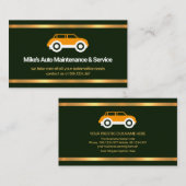 Carte De Visite Faux Gold Borders Emerald Green Automobile Garage (Devant / Derrière)