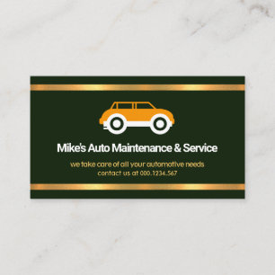 Carte De Visite Faux Gold Borders Emerald Green Automobile Garage
