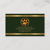 Carte De Visite Faux Gold Borders Emerald Green Pet Sitting (Dos)