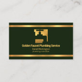 Carte De Visite Faux Gold Borders Faucet Emerald Green Plumer (Devant)