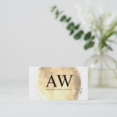 Carte De Visite Faux Gold brossé avec le Monogramme Serif (Debout devant)