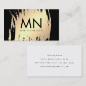 Carte De Visite Faux Gold brossé avec un Monogramme chic (Devant / Derrière)