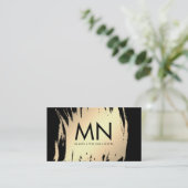 Carte De Visite Faux Gold brossé avec un Monogramme chic (Debout devant)