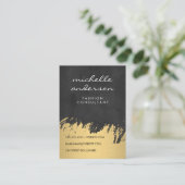 Carte De Visite Faux Gold brossé Black Lush Texture (Debout devant)