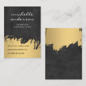 Carte De Visite Faux Gold brossé Black Lush Texture (Devant / Derrière)