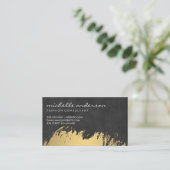 Carte De Visite Faux Gold brossé Black Lush Texture (Debout devant)